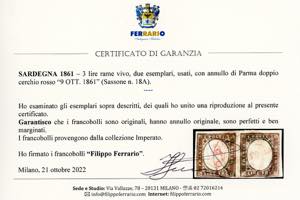 1861 - 3 lire rame vivo (18A), due ... 