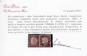 1861 - 3 lire rame vivo (18A), due ... 