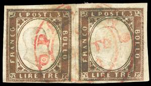 1861 - 3 lire rame vivo (18A), due ... 