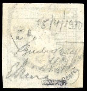 1861 - 1 cent. grigio nero, CIFRA ... 