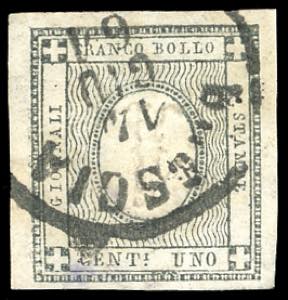 1861 - 1 cent. grigio nero, CIFRA CAPOVOLTA ... 