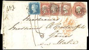 SARDEGNA-GRAN BRETAGNA 1850 - Lettera di tre ... 