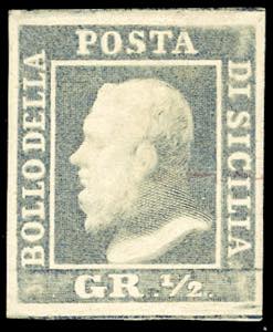 1858 - 1/2 grano lilla grigio, carta a ... 