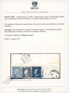 1859 - 2 grana azzurro, I tavola, ... 