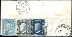 1859 - 2 grana azzurro, I tavola, 10 grana ... 
