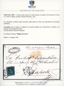 1853 - 4 crazie verde azzurro su ... 