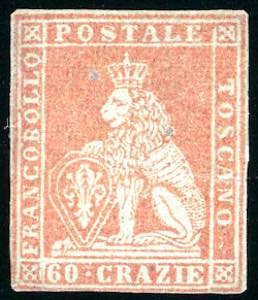 1860 - 60 crazie scarlatto su grigio (9), ... 