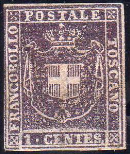 1860 - 1 cent. violetto scuro (17c), ... 