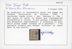 1860 - 5 cent. verde oliva (18a), ... 