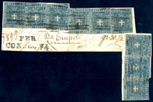 1860 - 20 cent. azzurro (20), nove ... 