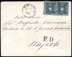 1861 - 20 cent. azzurro (20), coppia, ... 