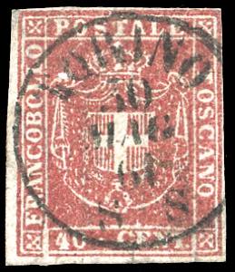 1860 - 40 cent. carminio (21), perfetto, ... 
