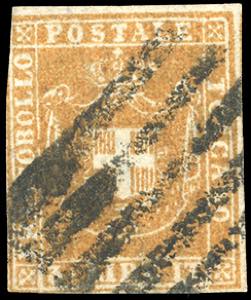1860 - 3 lire ocra arancio (23a), colore ... 