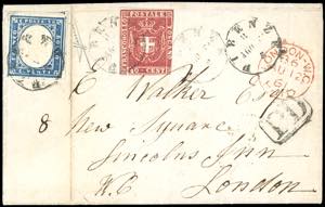 1861 - 40 cent. carminio, corto a destra, in ... 