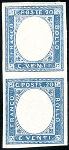 1861 - 20 cent. azzurro, coppia ... 