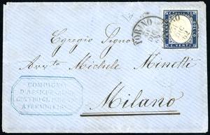 1862 - 20 cent. indaco (2), perfetto, su ... 
