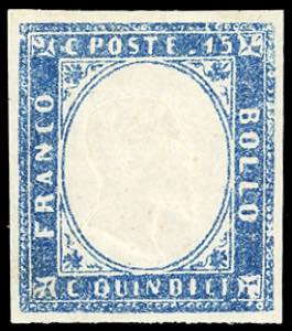 1863 - 15 cent. azzurro grigio tipo Sardegna ... 