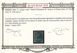 1866 - 5 cent. grigio verde, De la ... 