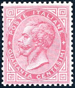 1866 - 40 cent. rosso carminio, De La Rue, ... 