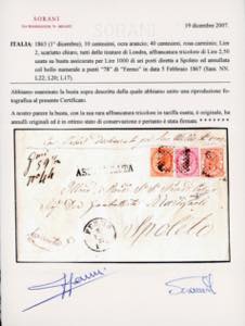 1867 - 2 lire, 10 cent., 40 cent. ... 