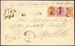 1867 - 2 lire, 10 cent., 40 cent. De La Rue, ... 