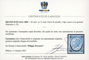 1865 - 20 cent. su 15 cent. Ferro ... 