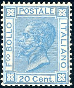 1967 - 20 cent. azzurro, tiratura di Torino ... 