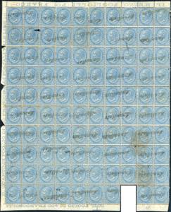 1877 - 10 cent. azzurro (27), foglio quasi ... 