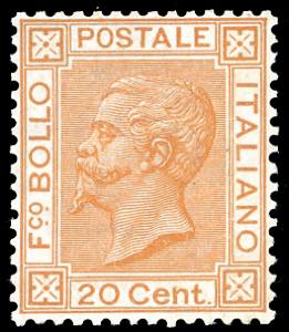 1877 - 20 cent. ocra arancio (28), ottima ... 