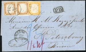 SARDEGNA-RUSSIA 1863 - 80 cent. giallo ... 