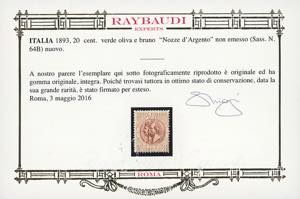 1893 - 20 cent. verde oliva e ... 