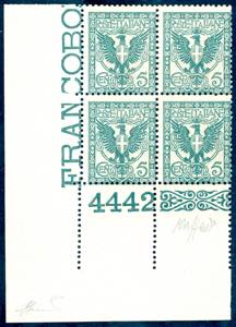 1901 - 5 cent. verde Floreale, blocco di ... 