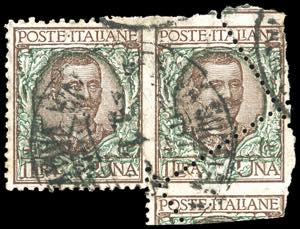 1901 - 1 lira Floreale (77), coppia ... 