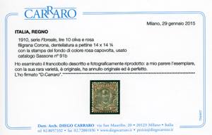 1910 - 10 lire Floreale, stampa in ... 