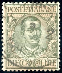 1910 - 10 lire Floreale, stampa in rosa ... 