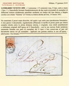 1852 - 15 cent. rosa, II tipo (5), ... 