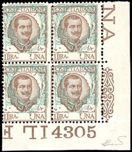 1901 - 1 lira Floreale, stampa dellornato ... 