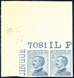 1908 - 25 cent. azzurro Michetti (83), prova ... 