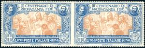 1923 - 1 lira Propaganda Fide, coppia ... 
