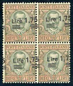 1924 - 1,75 lire su 10 lire, soprastampa ... 
