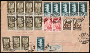 1938 - 10 cent., striscia di cinque e ... 