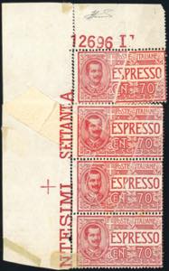1925 - 70 cent. (11), striscia verticale di ... 