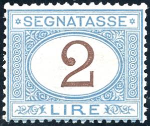 1870 - 2 lire azzurro chiaro e bruno (12), ... 