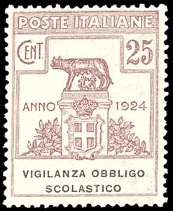 VIGILANZA OBBLIGO SCOLASTICO 1924 - 25 cent. ... 