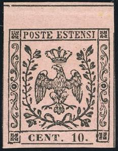 1854 - 10 cent. rosa, punto dopo le cifre ... 