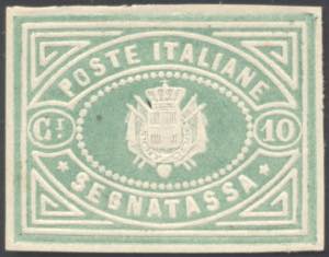1864 - 10 cent. Saggio Re segnatasse, verde ... 