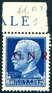 1943 - 1,25 lire soprastampa G.N.R. di ... 