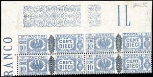 1945 - 10 cent. soprastampato, blocco di ... 