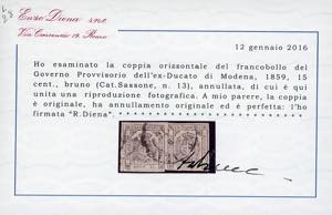 1859 - 15 cent. bruno (13), coppia ... 