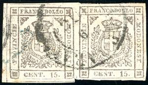 1859 - 15 cent. bruno (13), coppia ... 